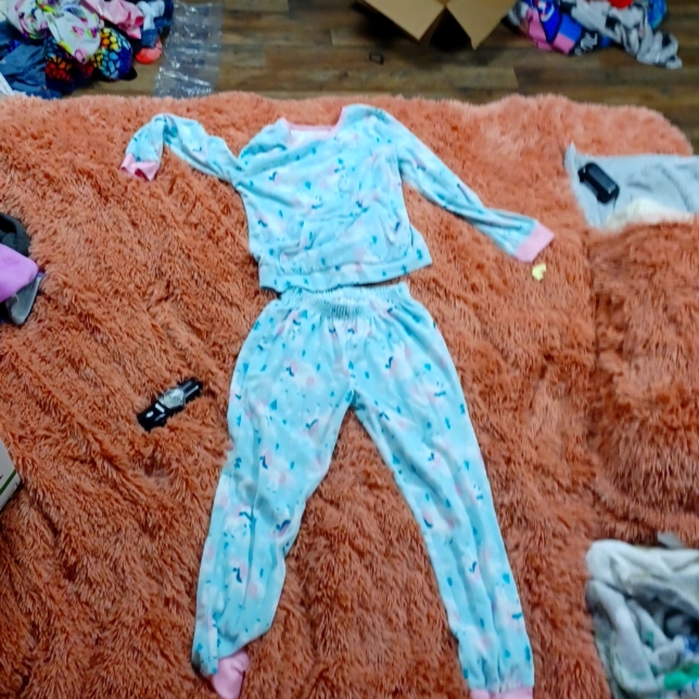 I am selling a two-piece unicorn tree fuzzy shirt with pocket pants hamster pock